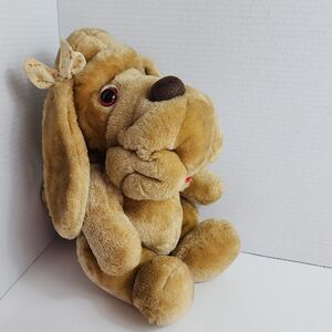 Raffles 12" Plush Blood Hound Puppy Dog with Bow Stuffed Animal 1985 Madison LTD